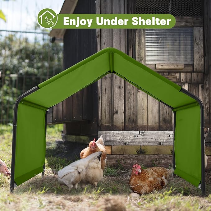 Dog Shade Shelter Outdoor 4'x4'x3' Tent for Large Medium Dogs, Outside Sun Rain Canopy Pet House for Livestock Pigs Cats with Waterproof Roof Ground Nails,Deep Green