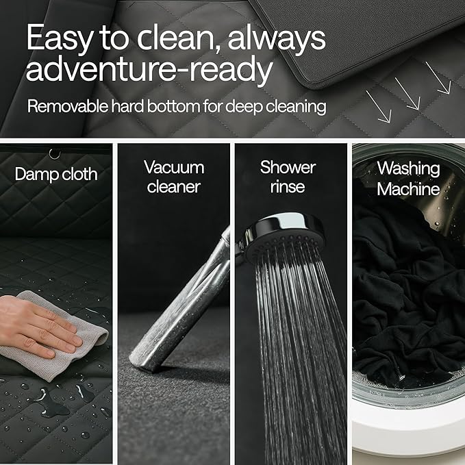 Waterproof Dog Car Seat Cover for Back Seat with Hard Bottom Inserts - Dog Hammock for Car, 600D, SUV, and Trucks - Pet Car Seat Covers - Backseat Extender for Dogs with 2 Storage Pockets, Mesh Window