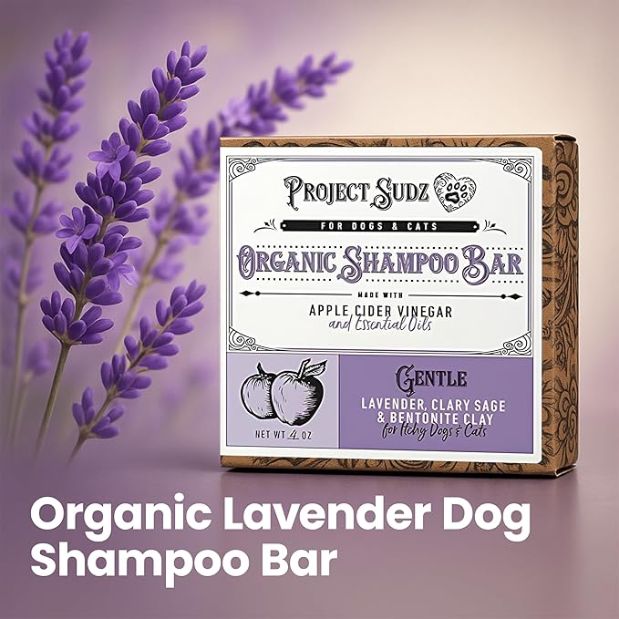 Gentle All Natural Dog Shampoo for Dry Coat for Sensitive Skin | Bar Shampoo for Dogs | Organic Dog Shampoo Sensitive Skin | Lavender (1)