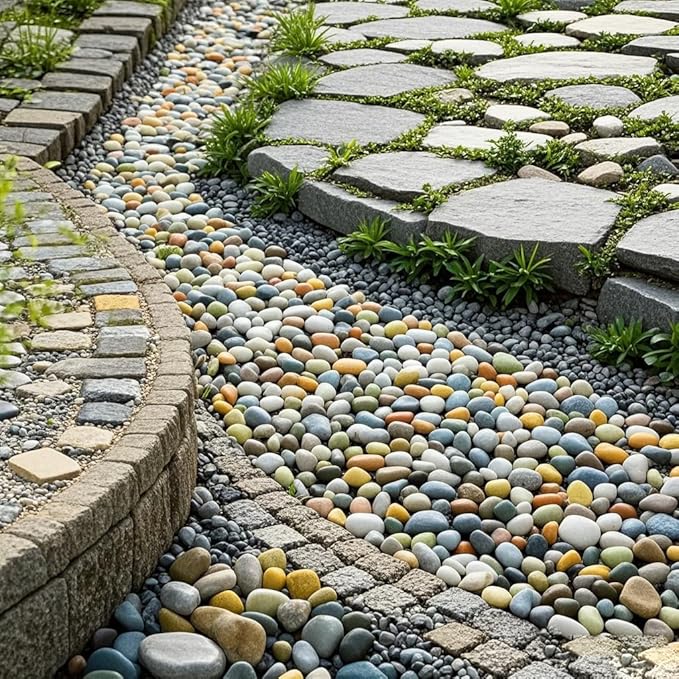 River Rocks 20 Lbs,0.4-1.2 Inch Pebbles for Indoor Plants, High Polished Stones for Garden Landscaping, Smooth Gravel Filler for Outdoor Plants, Succulents, Fish Tank and Vases