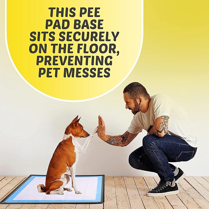 TidyFriend Pee Pad Holder Tray 36 x 36 Inches, Puppy Pad Holder, Easy to Clean and Store Pee Pad Holder for Dogs, Silicon Training Pad Holder, No Spill Puppy Pad Holder (Grey)