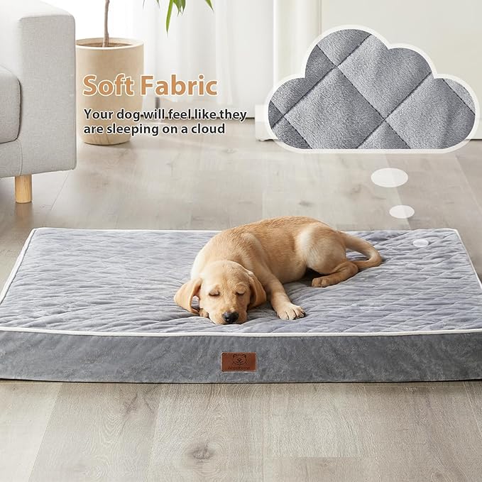 WNPETHOME Orthopedic XL Dog Beds Large Sized Dog, Waterproof Extra Large Dogs Bed with Removable Washable Cover, Multi-Needle Quilting Dogs Crate Bed