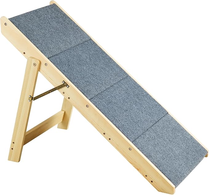 VEVOR Wood Pet Stairs/Pet Steps, 2-in-1 Foldable Wooden Dog Stair for Beds, Sofa and Cars, Dog Stairs & Ramp with 4 Steps for Small Medium Large Pet, up to 150 lbs