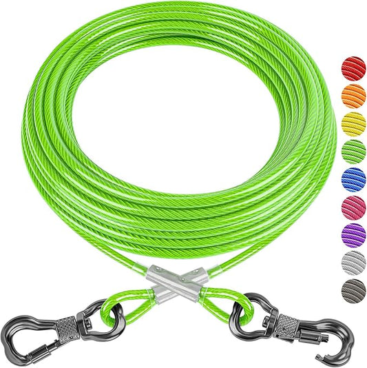 XiaZ 30FT Tie Out Cable for Dogs, Dog Leads for Yard Chew Proof, Heavy Duty Pet Tie Out Cable for Large Dogs Up to 250lbs,Durable Dog Runner Tether Line for Outdoor,Yard