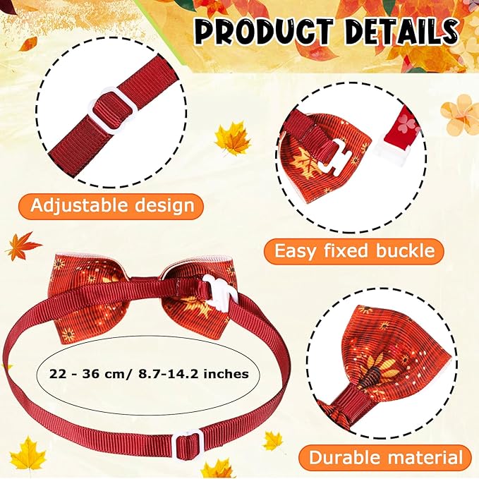 Talltalk 360 Pcs Halloween Dog Bow Ties Collars Set Adjustable Thanksgiving Christmas Fall Xmas Dogs Neckties Grooming Accessories for Small Medium Large Pet Cat Decoration(Thanksgiving)