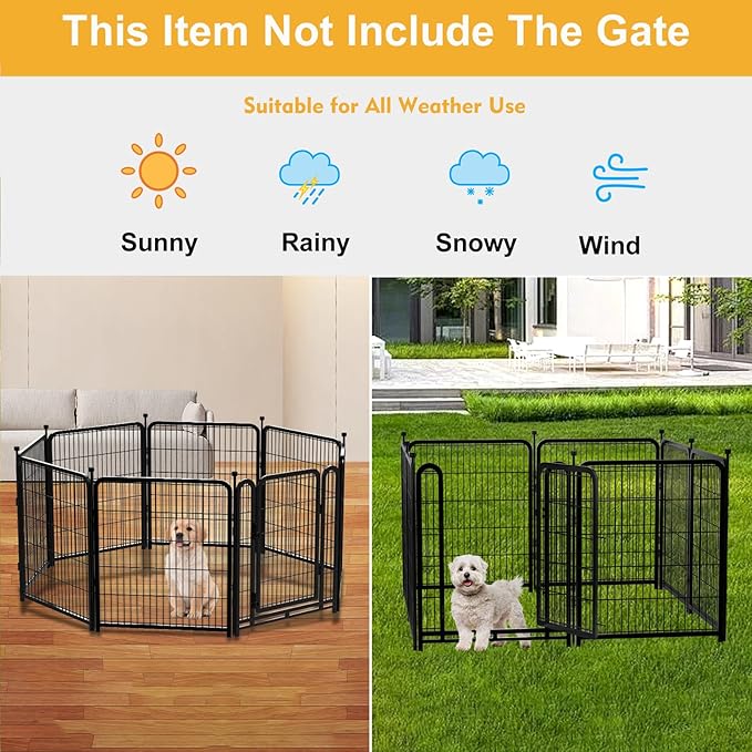 Doorless 48 in(H) Decorative Garden Fence and Borders, 12 Panels Total 26.6 Ft(L), Outdoor Dog Fence, Fencing for Garden Beds, Dog Play Pen Outdoor, Flower Bed Fencing, Black