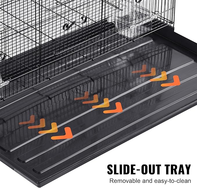 VEVOR 30 Inch Flight Bird Cage, Stackable Bird Cage Parakeet Cage with Slide-Out Tray and Handle, Small Parrots Birdcage for Cockatiels Budgies Conure Macaw Finch Lovebirds Canaries Pigeons