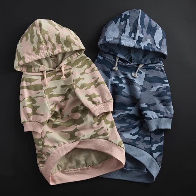 Rocky – The Orginal Lightweight Hooded TEE 100% Organic Cotton Dog Hoodie Pet Coat Sweater for Small, Medium, Large Dogs, Navy Camo, X-Large