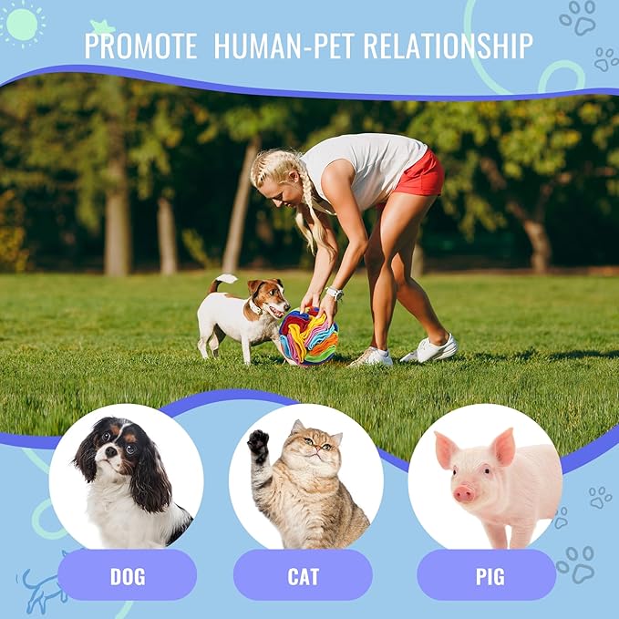 Pet Snuffle Ball, Puzzle Sniffing Interactive Dog Ball for Blind Dogs Training Stress Relief Dog Enrichment Toys Treat Machine Washable (15cm, Rainbow Color Upgrade)