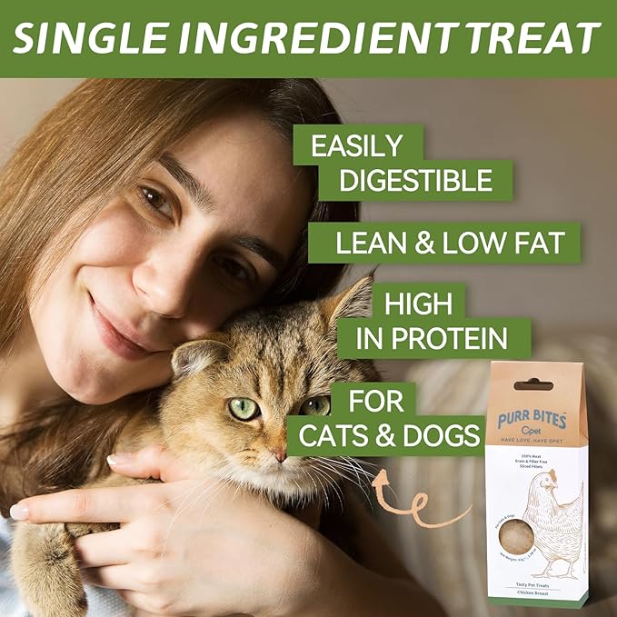 OPET Freeze Dried Chicken Cat Treats, Single Ingredient Grain Free High Protein Pet Food for Cats and Dogs, Healthy Training Snacks, Freeze Dried Cat Food (Chicken Breast, 1.48 Ounce)