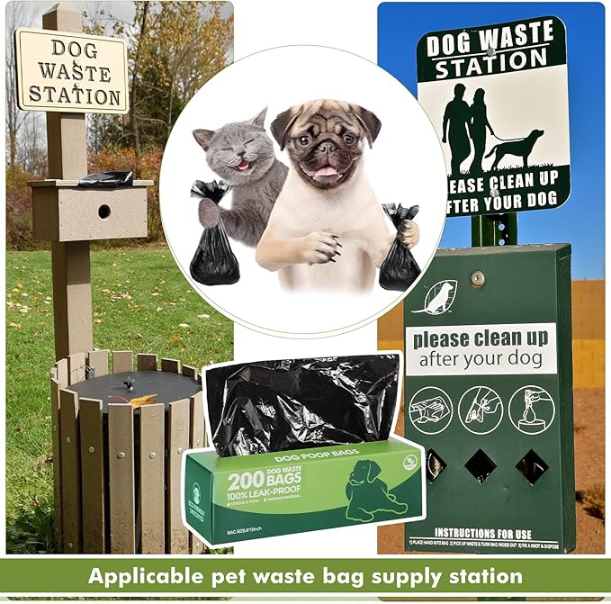 Harloon 6000 Counts Dog Poop Waste Bags 30 Rolls Extra Thick Strong Leak PET Proof Bags Disposable Bulk Universal Doggy Roll Waste Box for Puppy Outdoor Walking Travel(Black,12 x 8 Inches)