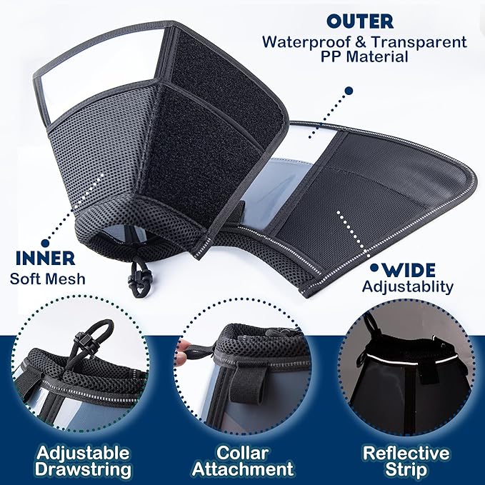 Soft Dog Cone Collar, Comfortable Pet Recovery Neck Collars After Surgery for Large Medium Dogs, Plastic Breathable Elizabethan Dog Head Circle Stop Licking, Adjustable Cones 28cm Long (ML Black)