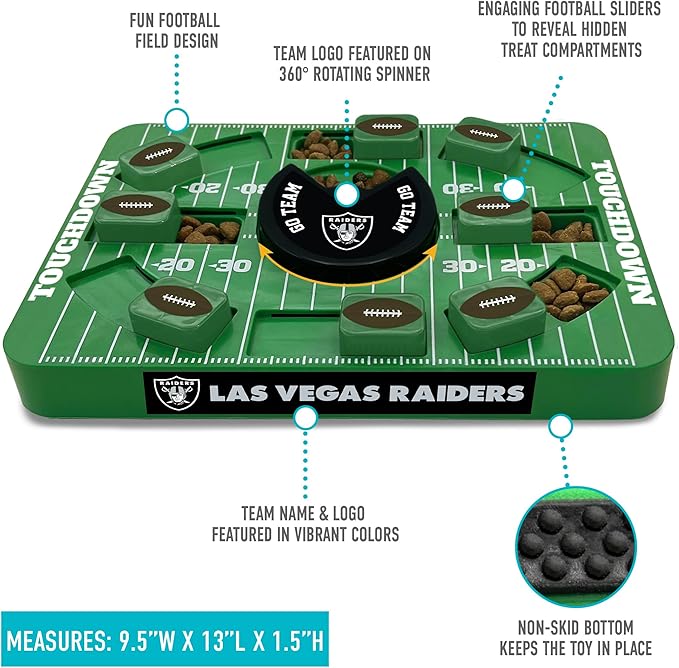 Pets First NFL Las Vegas Raiders Large Puzzle Toy - New Large Size, Interactive Treat Toy, Dog Slow Feeding Puzzle