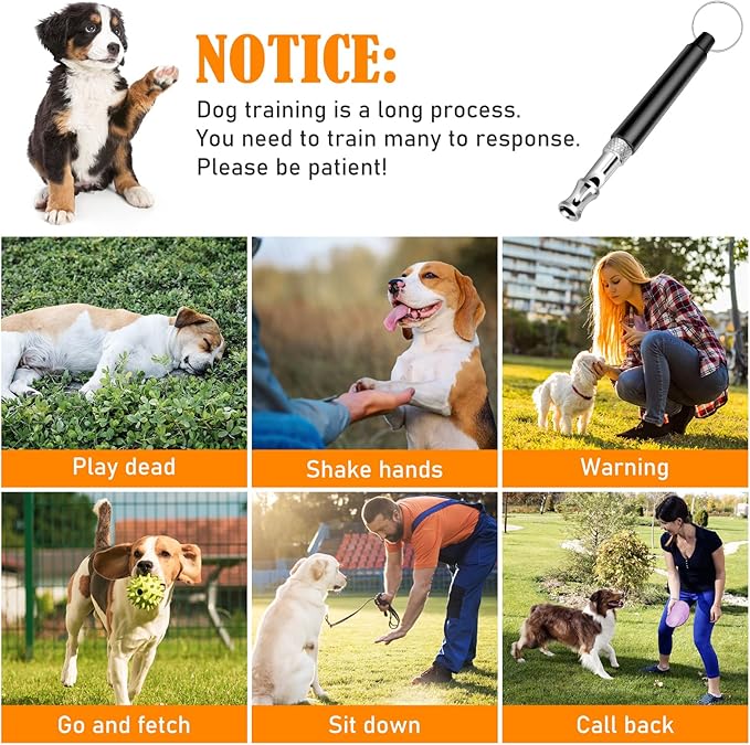 Dog Whistle, Dog Whistle to Stop Barking Neighbors Dog, Adjustable Ultrasonic Silent Training Device, Black