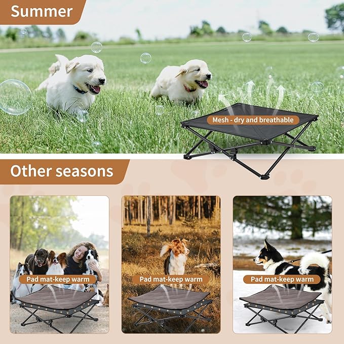 KingCamp Elevated Dog Bed for XL Dogs, Outdoor Raised Cooling Pet Cot Bed with Washable Breathable Mesh & No-Slip Feet Perfect for Camping, Backyard, Indoor Use (X-Large, Black)