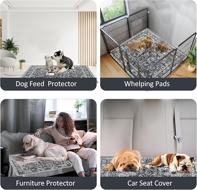 Washable Pee Pads for Dogs, (2 Pack, 36"x42") Upgrade Reusable Puppy Pads with Non-Slip Rug Pad, Super Thickening Absorbent Leakproof Dog Traning Pads Whelping Pad for Dogs, Doggie(Black)