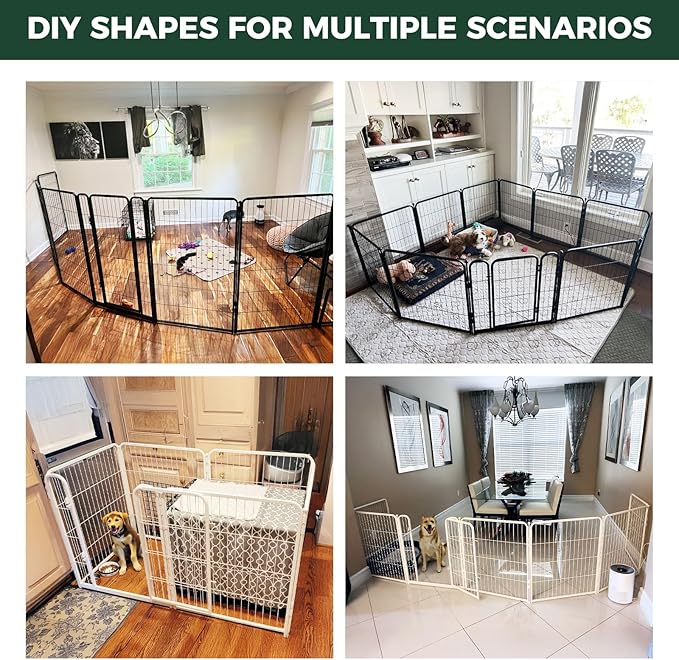 FXW Homeplus Unleashed Indoor Dog Playpen - Stress-Free and Safe Play, Heavy Duty 45 Inch 16 Wire Panels Dog Pen for Large Dogs, Black│Patented