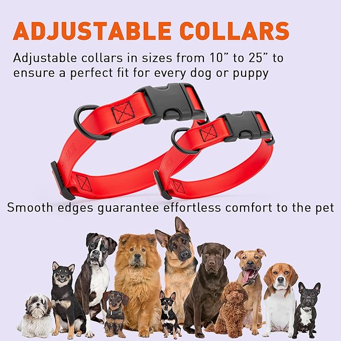 Dogline Biothane Waterproof Dog Collar with Quick Release Buckle Strong Coated Nylon Webbing with Odor- Proof for Easy Care Easy to Clean Fits Small Medium or Large Dogs, Red 3/4" W 12-19" L