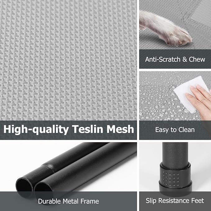 Elevated Dog Bed for Outdoor, Large Raised Dogs Cot for Training, Cooling Pet Beds with Washable Mesh, Indestructible Lifted Platform for Outside Camping, 41 inch Grey