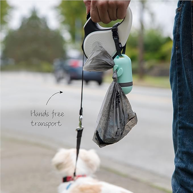 SVD.PET Dog Poop Bag Dispenser, Retractable Waste Bag Fits Any Dog Leash, Leak-proof Waste Bags, Poop Bag Holder, Doggy Walking Accessory (Misty Jade)