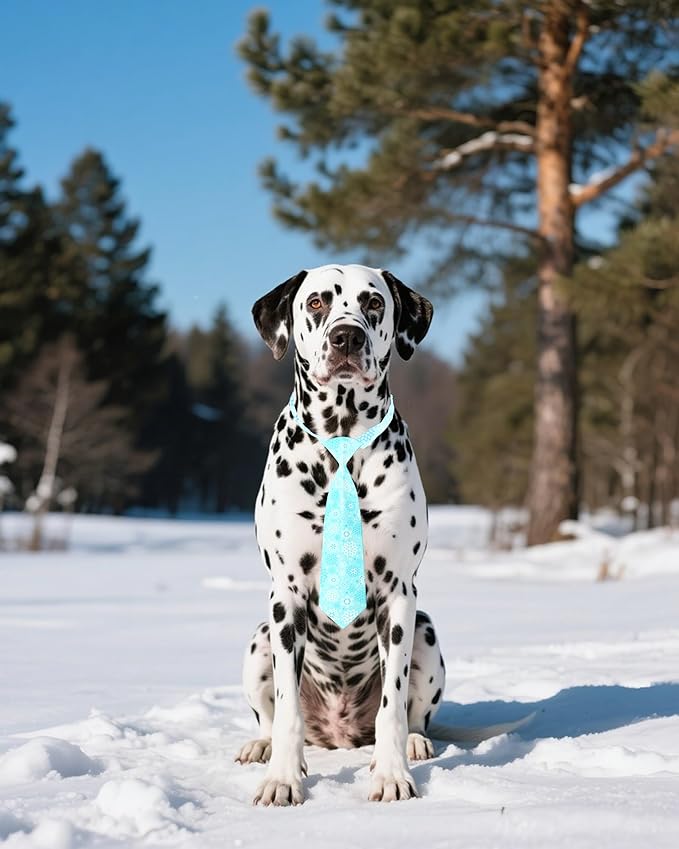 PET SHOW 10 Pack Winter Big Dog Ties Neckties for Extra Large Breed Dogs XL Adjustable Neck Ties Girl Boy Pets Snowflake Costumes Dog Grooming Accessories Holiday Party Gift Favor