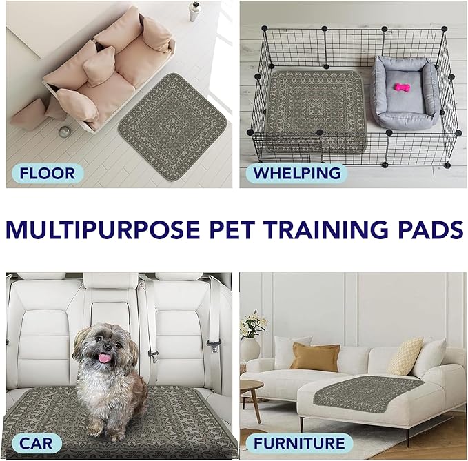 Washable Pee Pads for Dogs - Super Absorbent Reusable Puppy Training Pads - 100% Waterproof, Leak-Proof & Non-Slip Whelping Pads for Pet Housebreaking