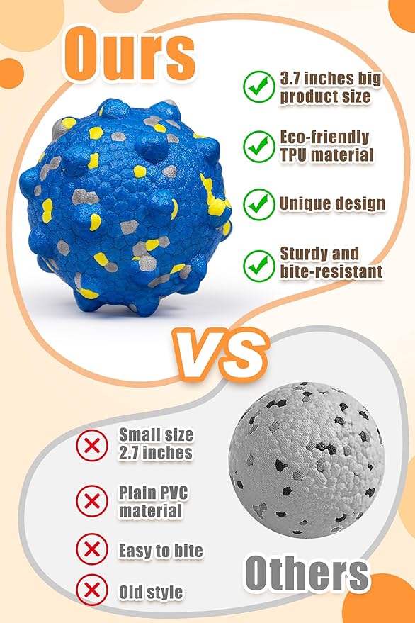 Dog Tennis Balls for Aggressive Chewers, Indestructible Durable Bouncy Interactive Toy for Dogs Fetch Game Lightweight Floating Outdoor Training(Yellow+Blue Medium)