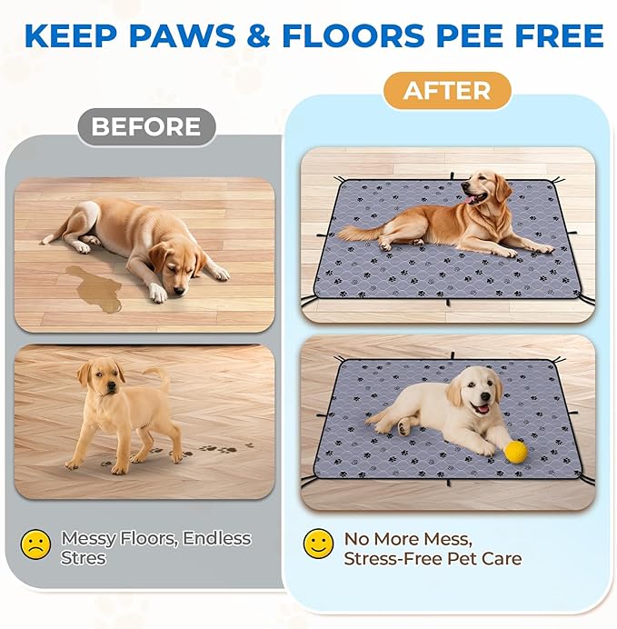 Fostanfly Washable Dog Pee Pads Extra Large 72''x80''-2 Pack Instant Absorb Training Pads, Non-Slip Pet Playpen Mat Waterproof Reusable Floor Mat for Puppy/Senior Dog, Housebreaking & Incontinence