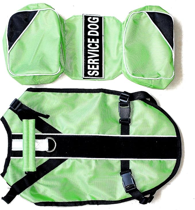 Serijoars Dog Vest Harnesses with Saddlebag Backpack for Camping & Travel - Reflective Hound Hiking Backpack Saddle Bag - Lightweight Vest Harness for Medium & Large Dogs (Green, L)