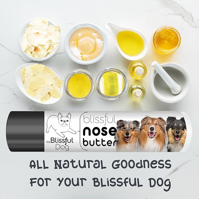 The Blissful Dog Collie Nose Butter for Dry, Cracked Skin, Lick-Safe Dog Nose Balm with Moisturizing Shea Butter, Almond, Olive, and Essential Oils, Pet Supplies, Uncented, 0.15 oz.