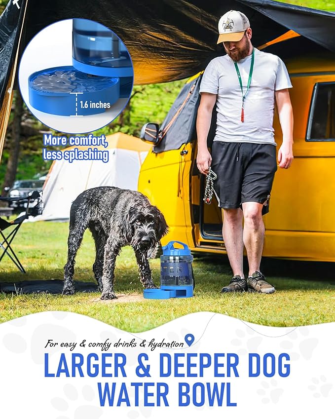 Portable Dog Travel Water Bottle, 77oz Large Dog Water Bowl Dispenser Portable, Leakproof Pet Drinking Bottle Dispenser for Hiking Camping Walking Travelling Beach Car Trips, BPA Free,Blue