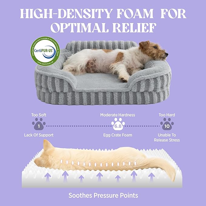 LE SURE Cute Dog Beds Large Sized Dog, Orthopedic Waterproof Large Pet Bed with Sides, Non-Slip Bottom and Egg-Crate Foam Pet Couch Sofa with Washable Removable Cover, Grey