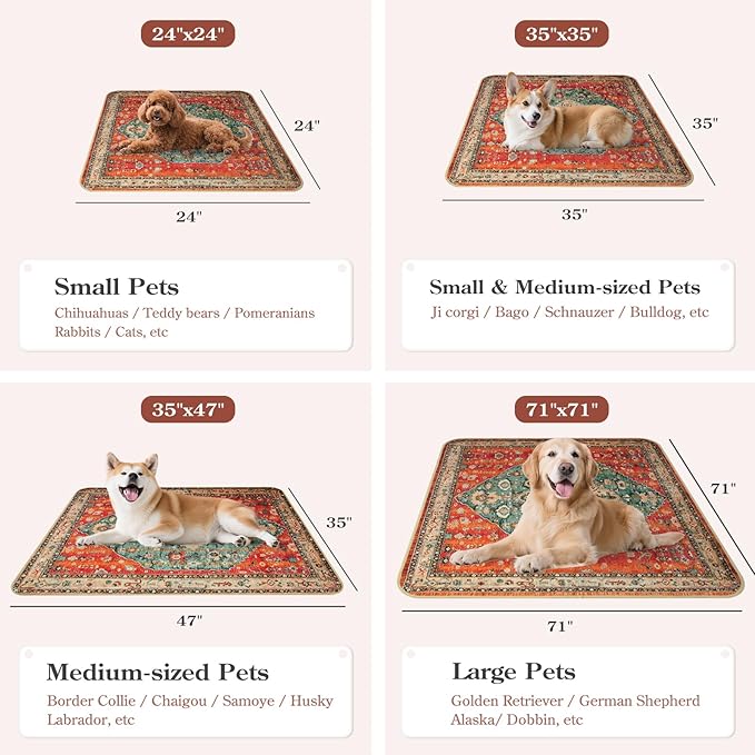 HAOCOO Washable Pee Pads for Dogs, (2 Pack) 3Ft x 3Ft Reusable Puppy Training Pads Super Absorbent Waterproof Whelping Pads,Red Non-Slip Leakproof Potty Pads for Pet Housebreaking