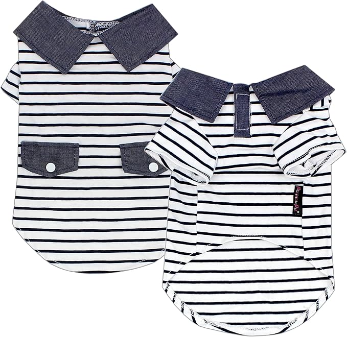 Parisian Pet Preppy Boy Polo Dog Shirt – Puppy Outfits – 100% Cotton Doggie Clothes – Cute Machine Washable Puppy Apparel - Dog Shirts for Small Dogs S