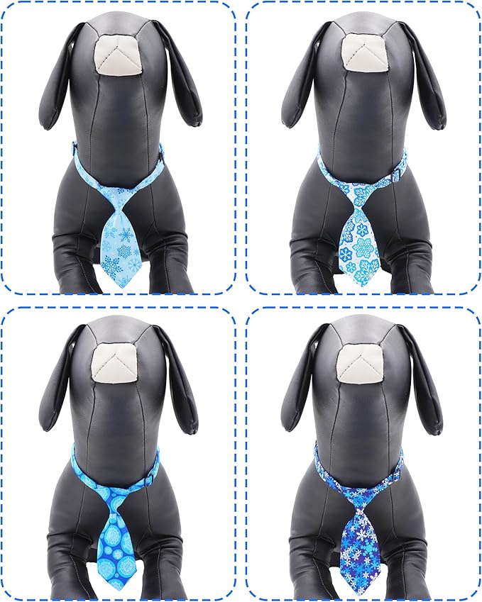 PET SHOW 10 Pack Winter Dog Ties Neckties for Large Medium Dogs Adjustable Neck Ties Girl Boy Pets Snowflake Costumes Dog Grooming Accessories Holiday Party Gift Favor
