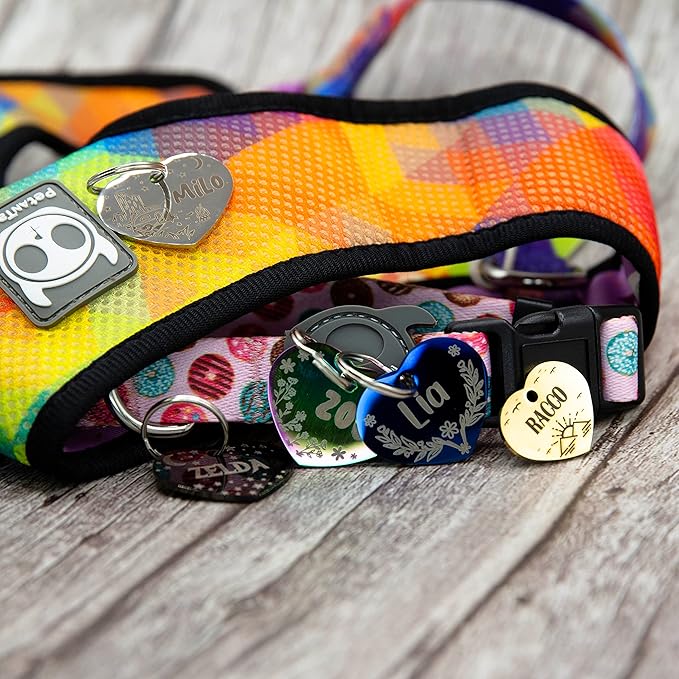 Personalized Dog Tag with 5 Lines of Custom Deep Engraved Durable Stainless Steel Pet ID Name Tag Designer Regular Size Heart