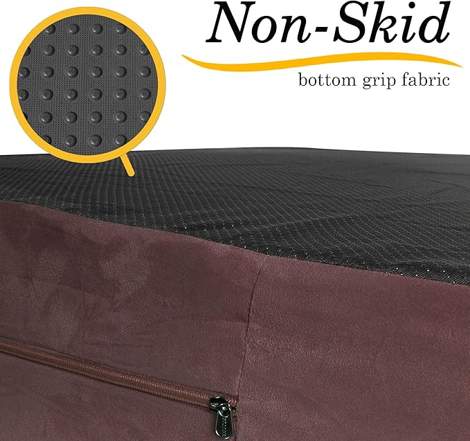 KOPEKS Orthopedic Memory Foam Dog Bed 7" Inch Thick Extra Large Dog Bed With Pillow Brown 50"x34"x10" Includes Waterproof Liner & Durable Removable Cover With Smart Design