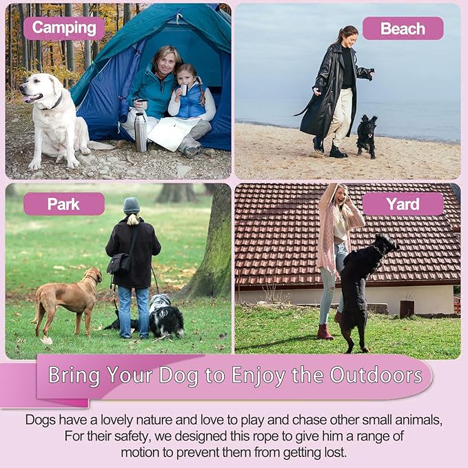 Tie Out Cable for Dogs,20FT Dog Leads,Heavy Duty Tie Out Cable for Large Dogs Up to 125lbs,Durable Dog Runner Tether Line for Outdoor,Yard