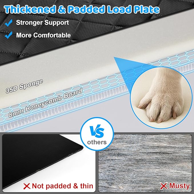 URPOWER Back Seat Extender for Dogs - Hard Bottom Dog Car Seat Cover Holds 400 lbs, Waterproof Dog Hammock Dogs Bed for Cars, SUVs & Small Trucks, Pet Backseat Protector with Mesh Window & Large Space