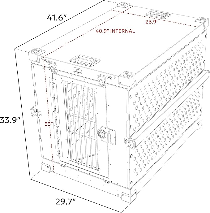 Heavy Duty Fully Collapsible Powder-Coated Aluminum Dog Crate - Large (Gray)