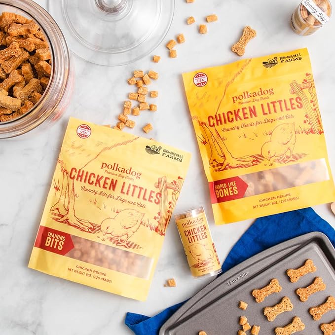 Polkadog Chicken Littles Crunchy Training Bits – All Natural, Limited Ingredient Healthy Training Treats for Dogs. Handcrafted & Made in USA. Great for Dogs with Allergies or Sensitive Stomachs – 7oz