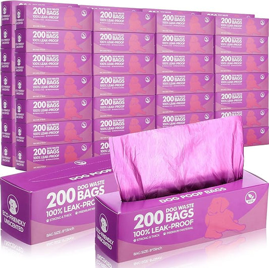 Sherr 20 Boxed Rolls 4000 Counts Dog Poop Bags Bulk Leak Proof Dog Waste Bags Universal Pet Doggy Waste Poop Box for Puppy Pets Outdoor Walking and Travel, 20 Rolls of 200 (Purple)
