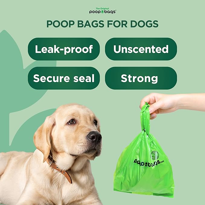 The Original Poop Bags® Dog Waste Bags with Handles, 38% Plant-Based, Heavy-Duty & Leak-Proof, 300 Count