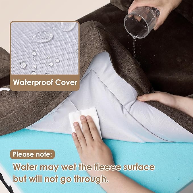 EHEYCIGA Orthopedic Dog Bed for Medium Dogs, Waterproof Memory Foam Medium Dog Beds with Sides, Non-Slip Bottom and Egg-Crate Foam Pet Couch Bed with Washable Removable Cover, Brown