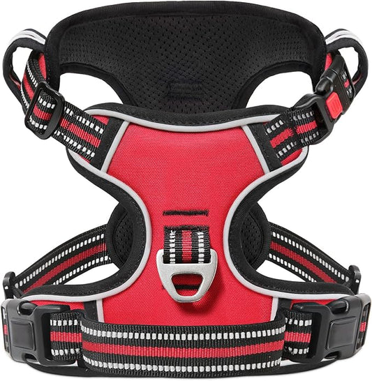 Timos Dog Harness,NO Need Go Over Dogs Head 3 Snap Buckles Pet Harness with 2 Leash Clips,Adjustable Soft Padded No-Pull,Reflective No-ChokeOxford Vest for Small Medium Large Dogs,X-Large (Pack of 1)