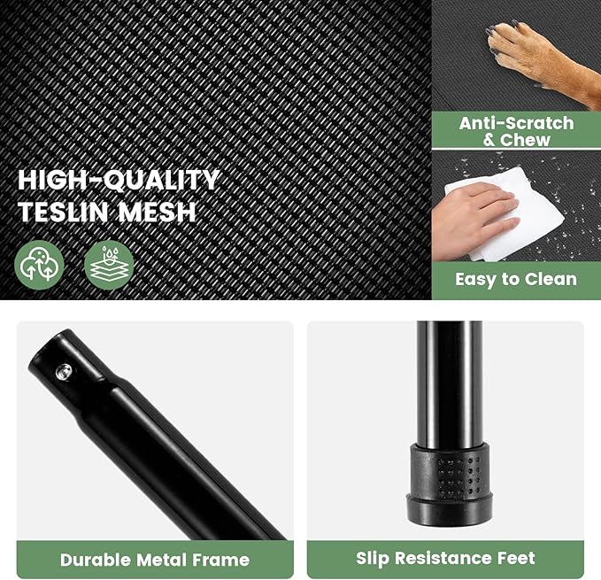 Elevated Dog Bed for Outdoor, Large Raised Dog Cot with Washable Mesh, Cooling Pet Cot Chew Proof for Outside Camping, 42"x30" Grey