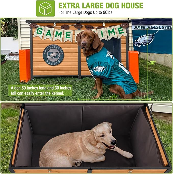 GUTINNEEN Dog House Insulated Outdoor Dog Kennel with Liner for Winter Extra Large