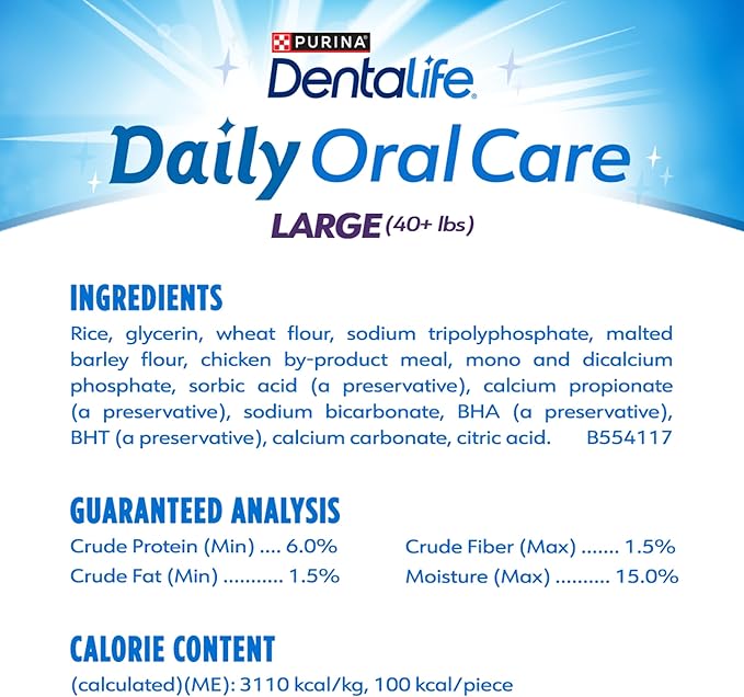 DentaLife Daily Oral Care Dog Treats for Large Dogs 40 plus lbs., Chewy Dental Treat to Freshen Breath and Fight Tartar, Chicken Flavor, 36 oz., 30 Chews - 30 ct. Pouch