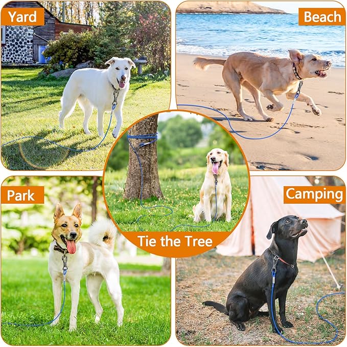 XiaZ 30ft Tie Out Cable for Dogs, Dog Leads for Yard Chew Proof, Heavy Duty Pet Tie Out Cable for Large Dogs Up to 250lbs,Durable Dog Runner Tether Line for Outdoor,Yard