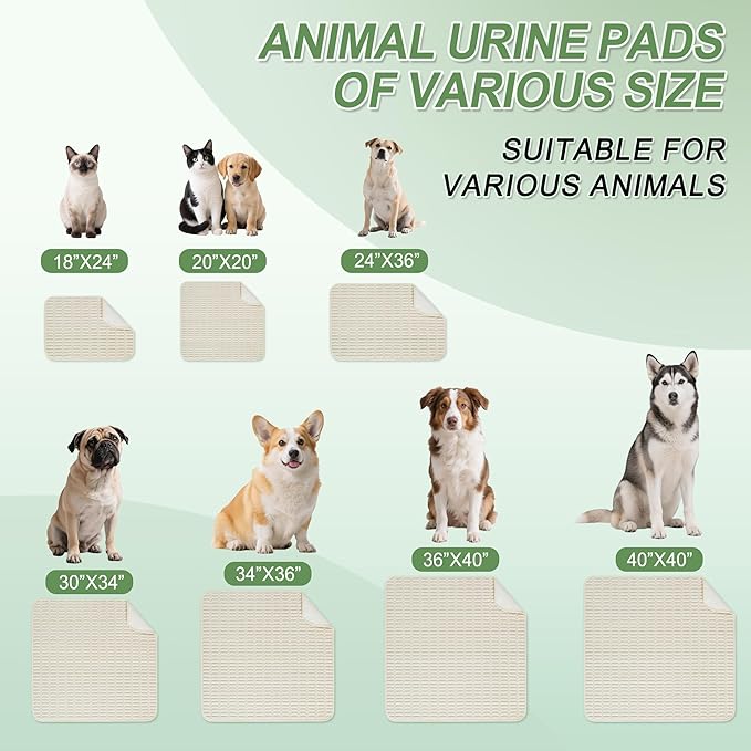 Washable Pee Pads for Dogs, Reusable Puppy Pads Dog Pads, Non-Slip Dog Pee Pads, Leak-Proof Pet Pee Pads Wee Wee Pads for Dogs. (Cream White, 18"x24"(Pack of 2))